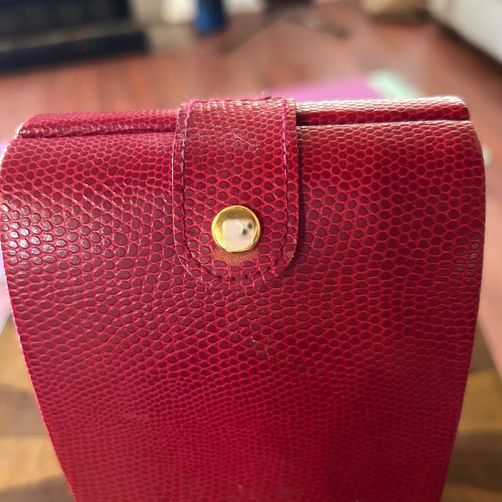 Wolf Designs Travel Jewelry Case Red Lizard Embossed Organizer Mirror